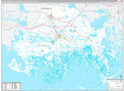 Houma-Thibodaux Metro Area Wall Map Premium Style 2026